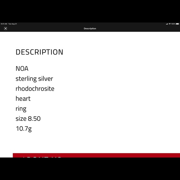 Designer NOA Solid Sterling Silver Heart ❤️ 8.5 Ring magnificent - Picture 4 of 6